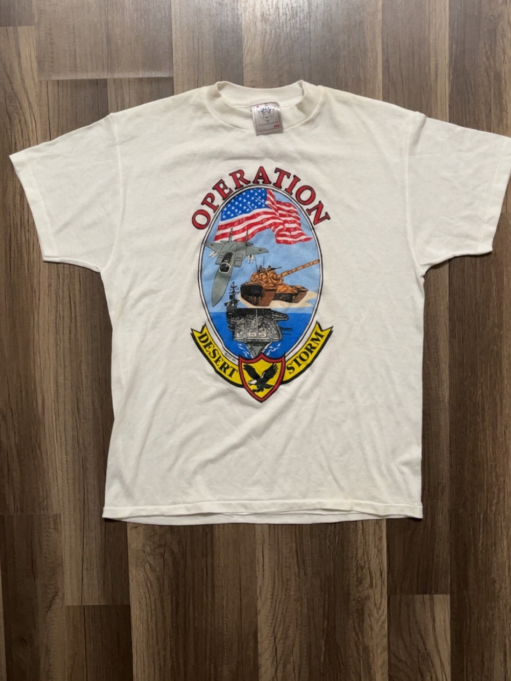 Vintage OPERATION DESERT STORM Military Men’s White Small Shirt 50/50 USA Tag